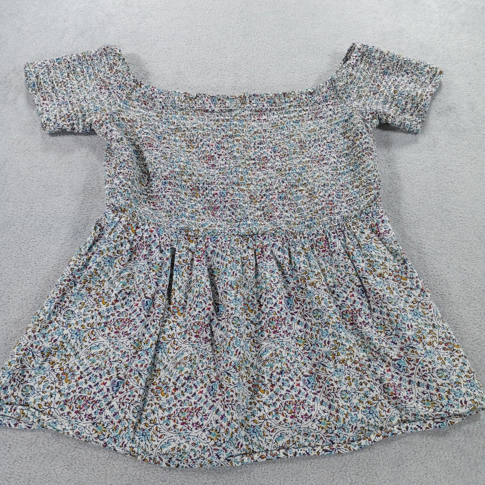 Old Navy Womens Smocked Floral Peplum Top Blue S Off The Shoulder